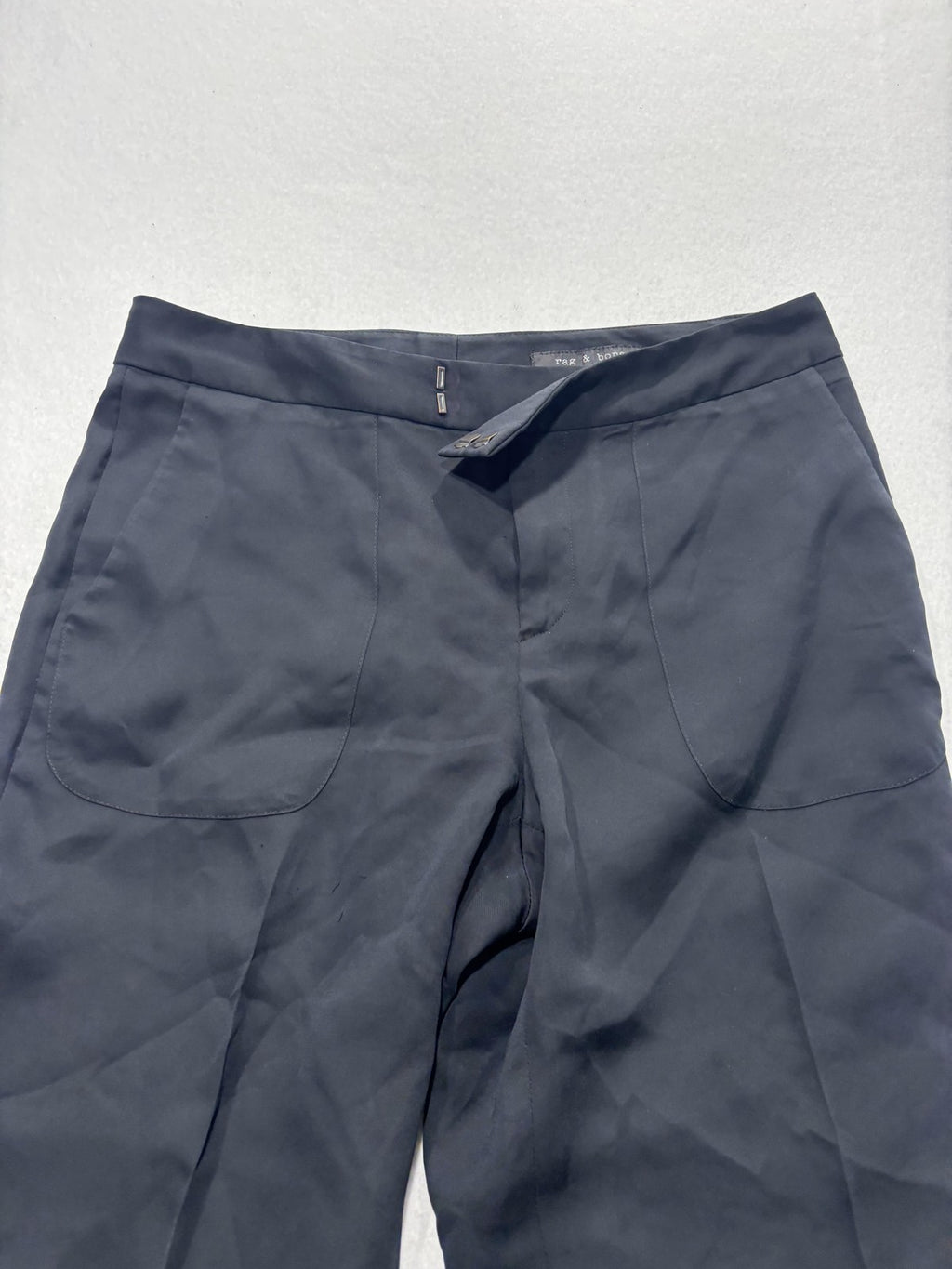 Rag & Bone Pants Womens 6 Black Cropped Straight Leg Cuffed Trousers Pockets
