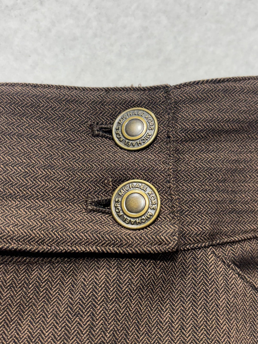 MICHAEL Michael Kors Shorts Womens 10 Brown Herringbone Bermuda Cuffed Twill