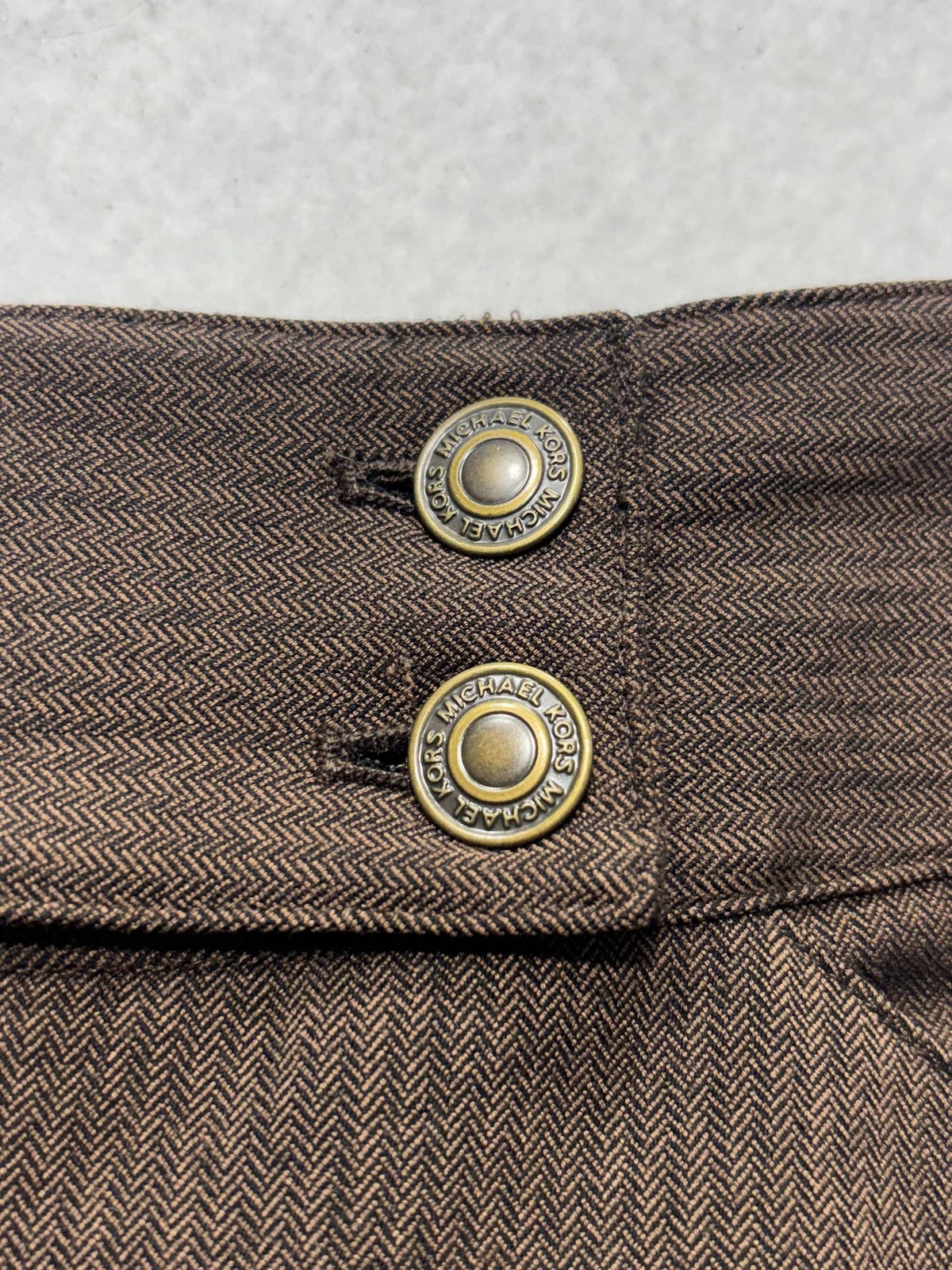MICHAEL Michael Kors Shorts Womens 10 Brown Herringbone Bermuda Cuffed Twill