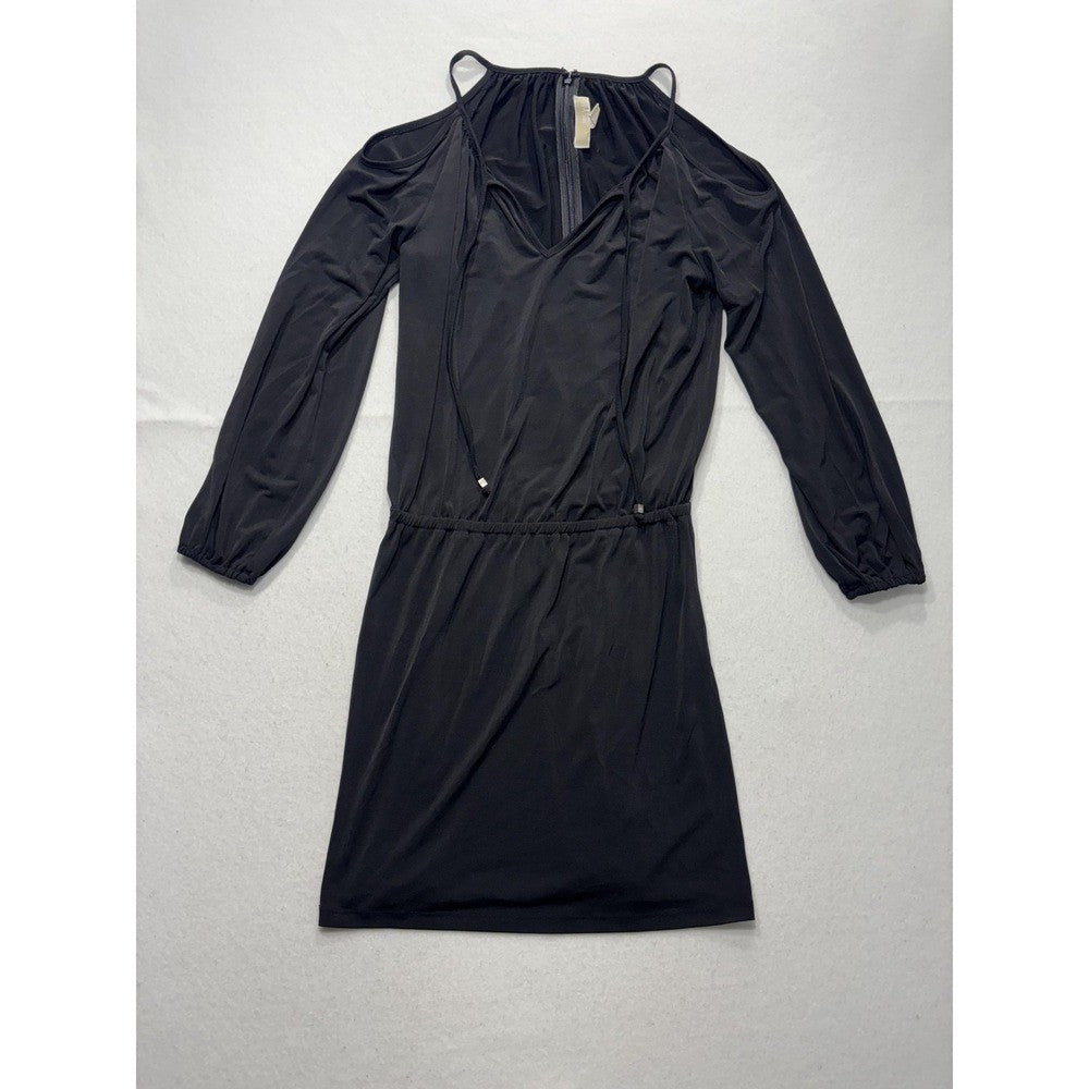 MICHAEL Michael Kors Dress Womens Large Black Halter Cold Shoulder Blouson Short