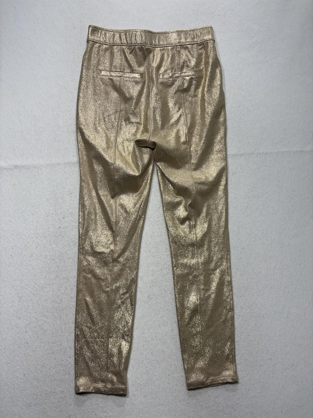 Free People Leggings Womens 27 Gold Mid Rise 31.5" Inseam Ankle Metallic Stretch