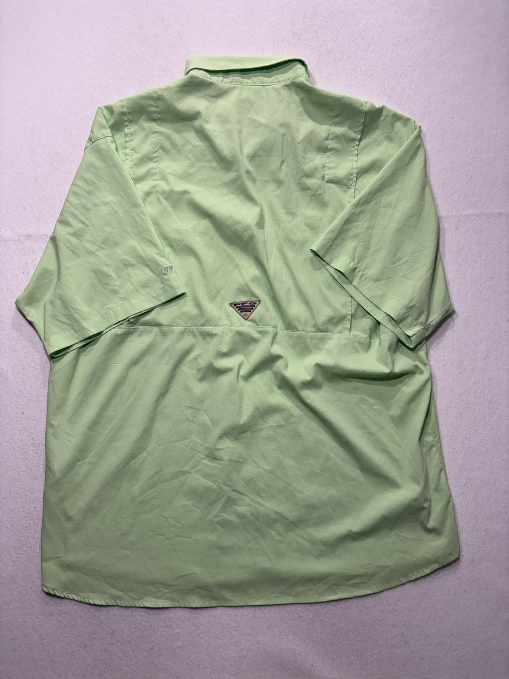 Columbia PFG Shirt Mens 2XL Green Short Sleeve Fishing Button Up Vented UPF 30+