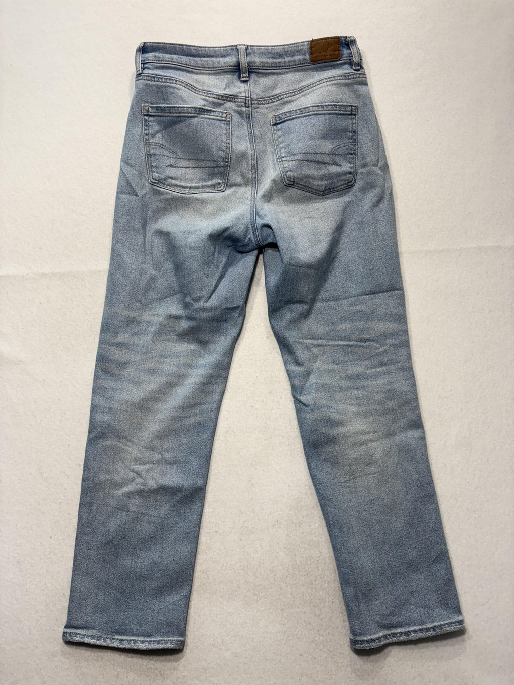 American Eagle Mom Straight Jeans Womens 6 Blue High Rise Distressed 28x28