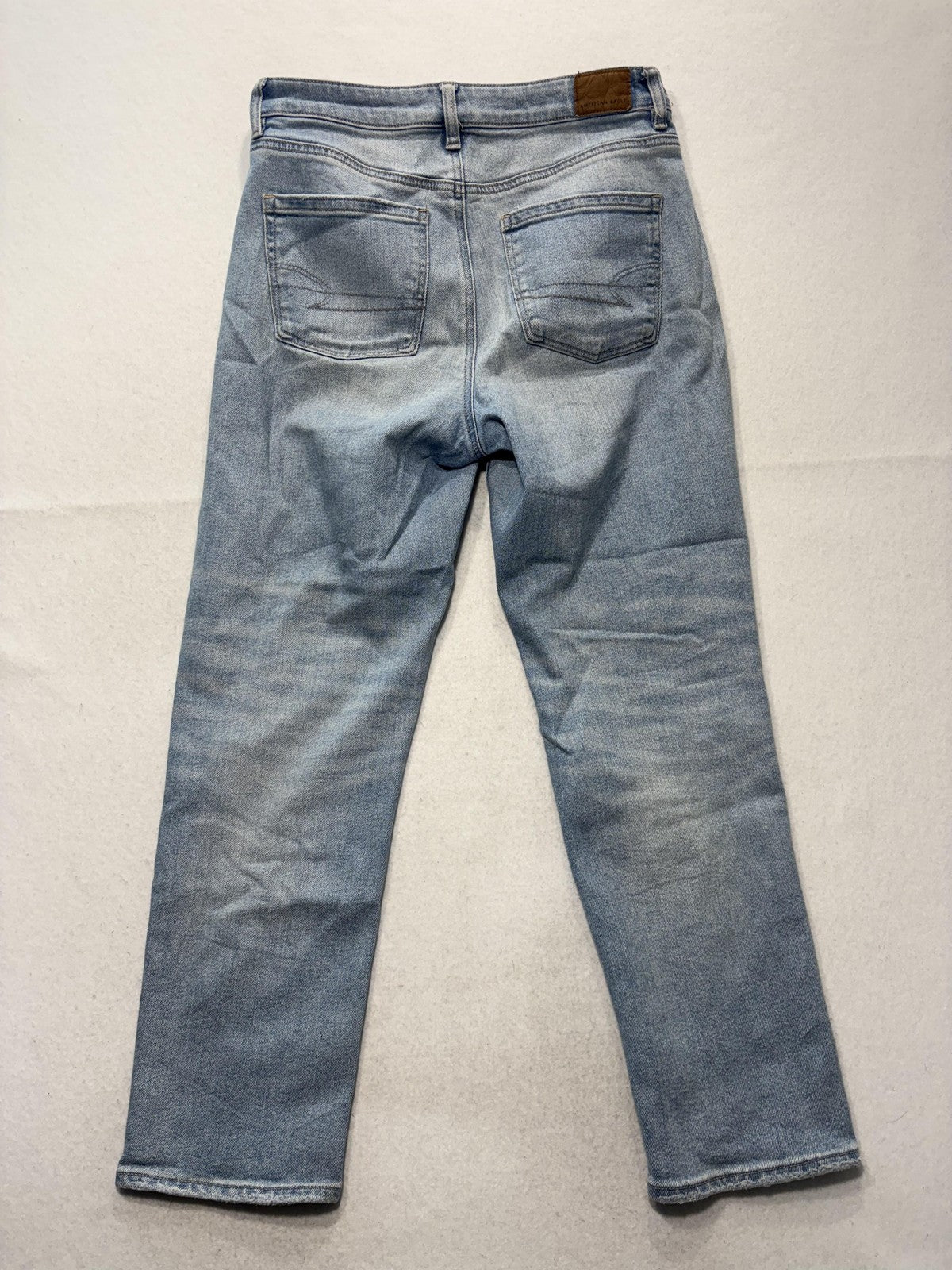 American Eagle Mom Straight Jeans Womens 6 Blue High Rise Distressed 28x28