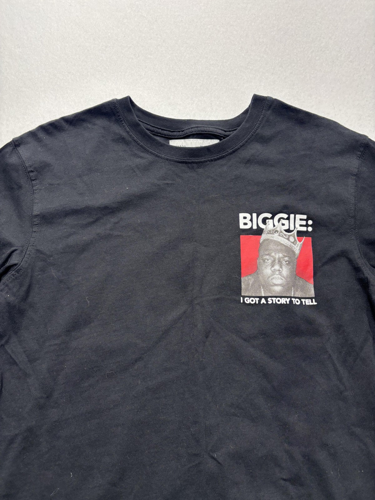 BIGGIE Shirt Boys 11-12 Black Zara Long Sleeve Graphic I Got A Story To Tell