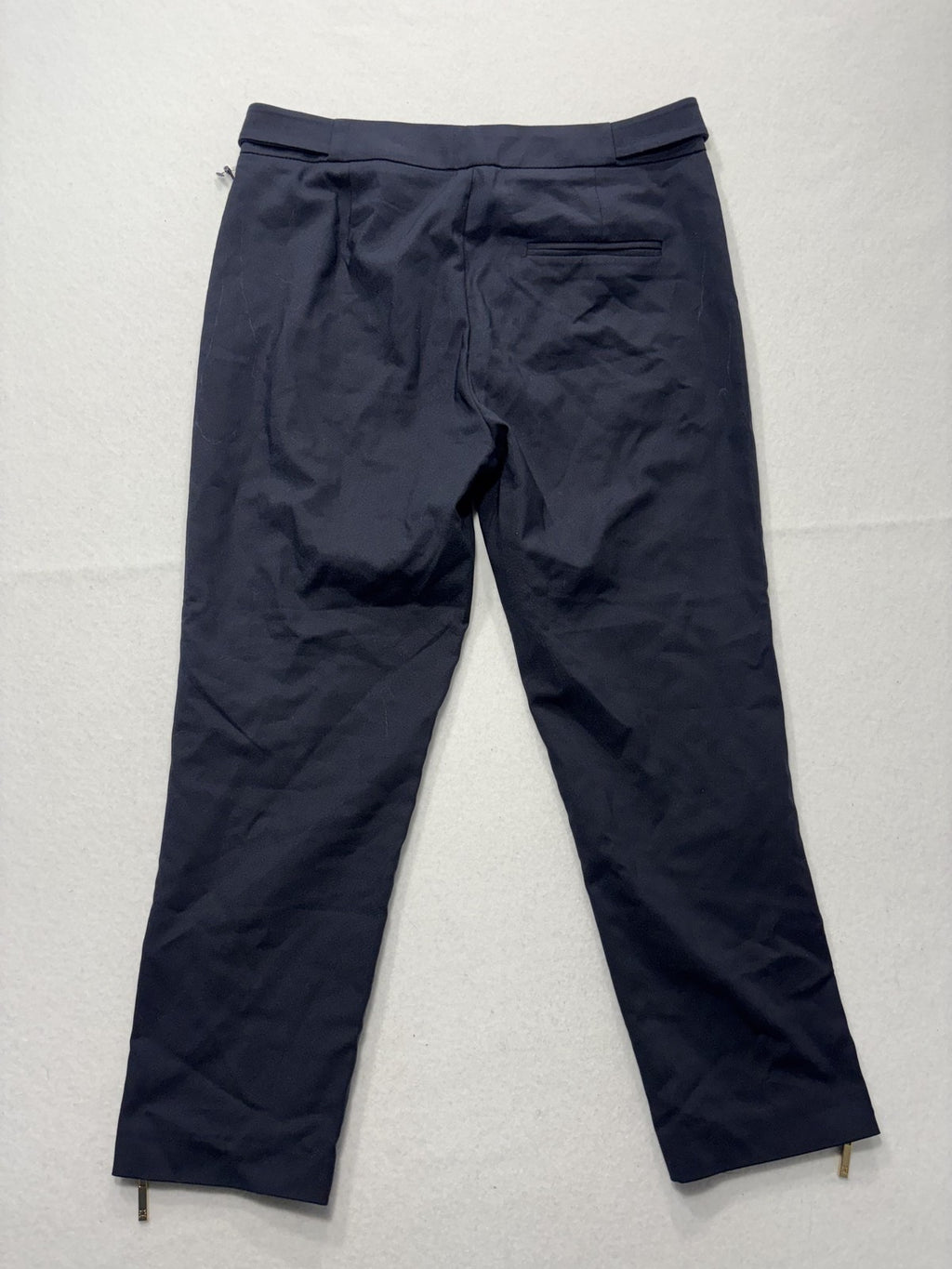 Ivanka Trump Dress Pants Womens 2 Blue Twill Slim Ankle Zip Gold Zip Career Work