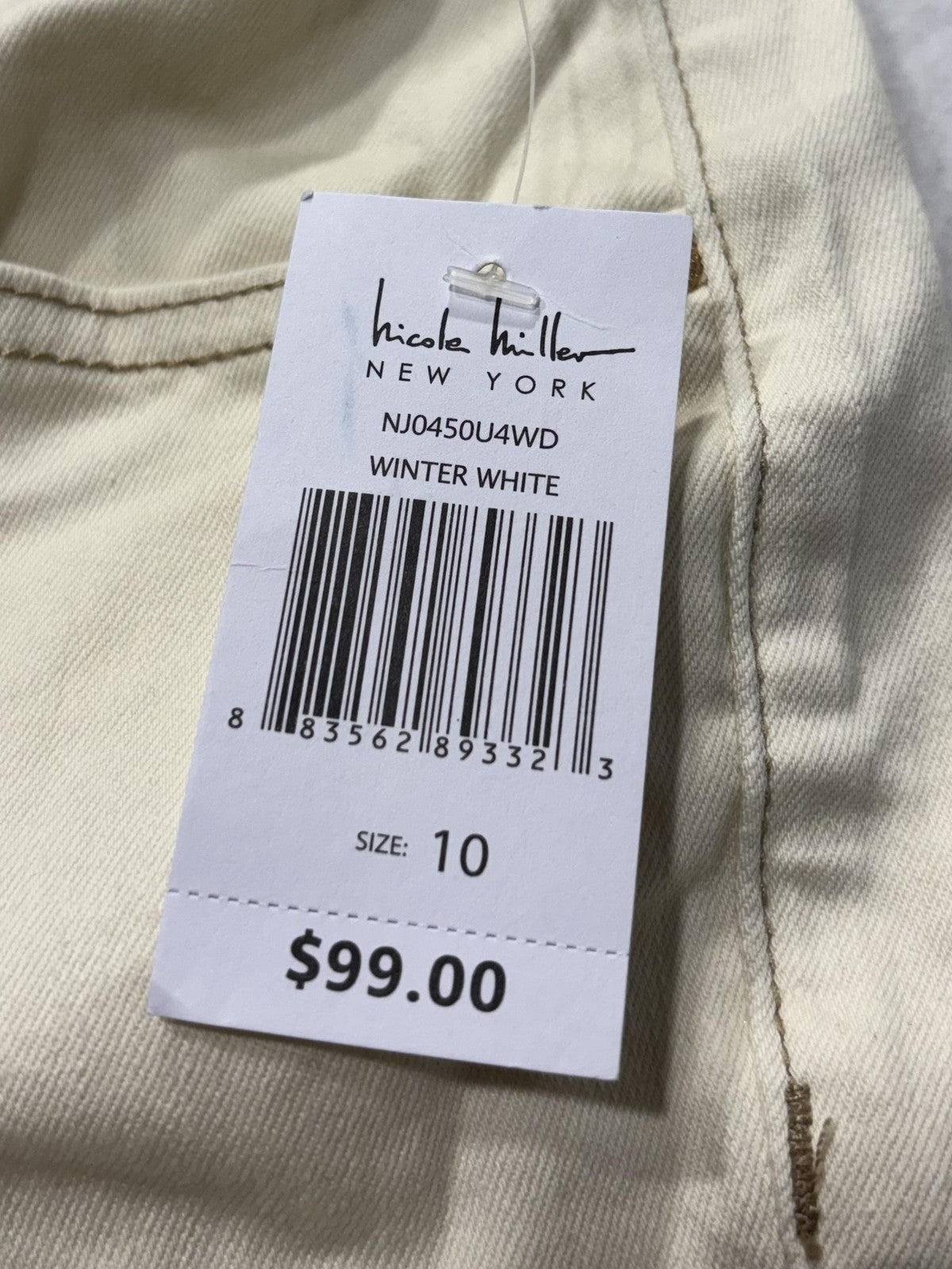Nicole Miller Soho High Rise Ankle Skinny Jeans Womens 10 Winter White 32x27
