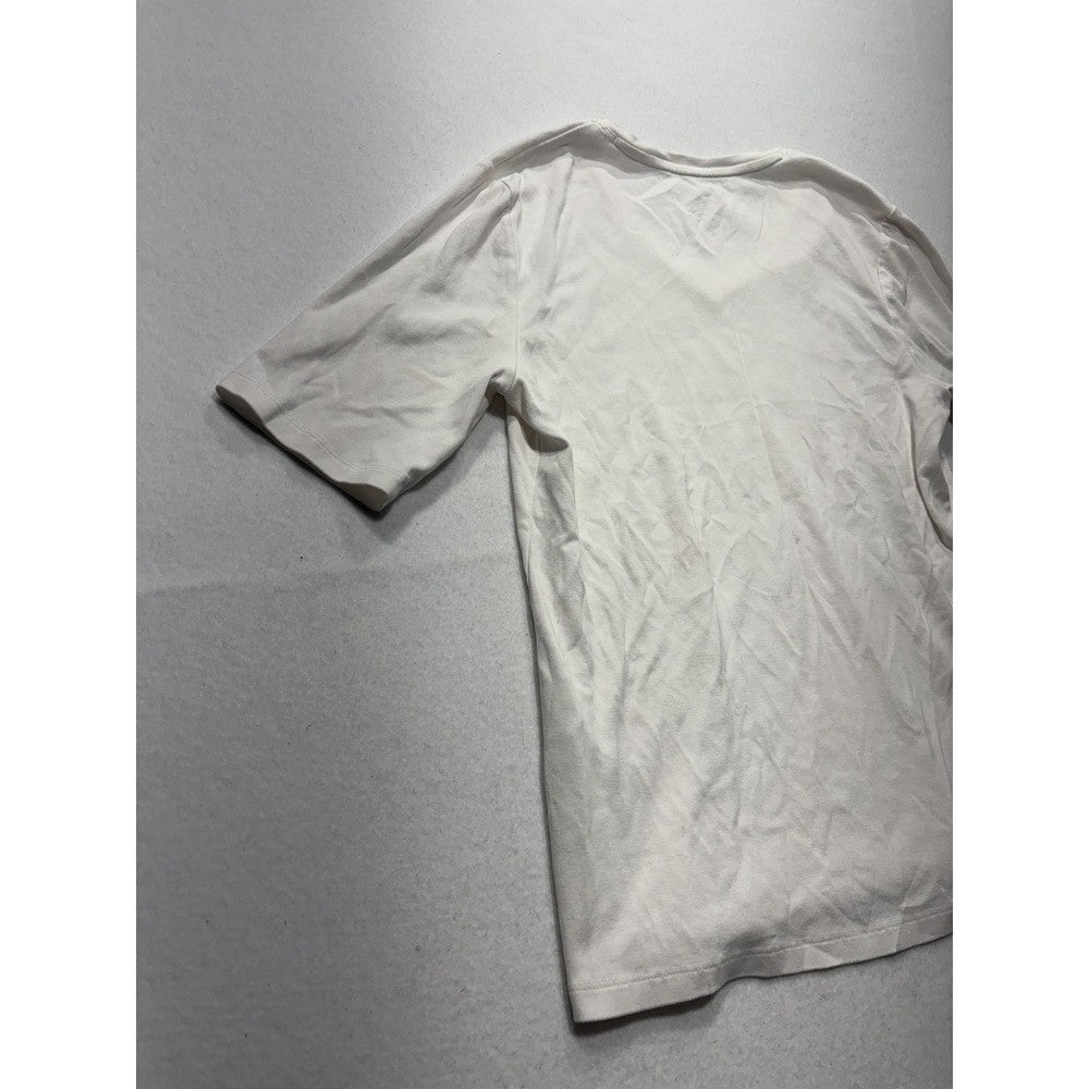 By Chico's Shirt Womens 1 White V Neck Short Sleeve Cotton Tee Basic Casual