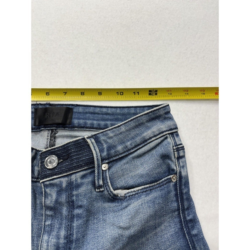RtA Jeans Womens 25 Blue Medium Wash Mid Rise Skinny Stretch Raw Hem 25x29
