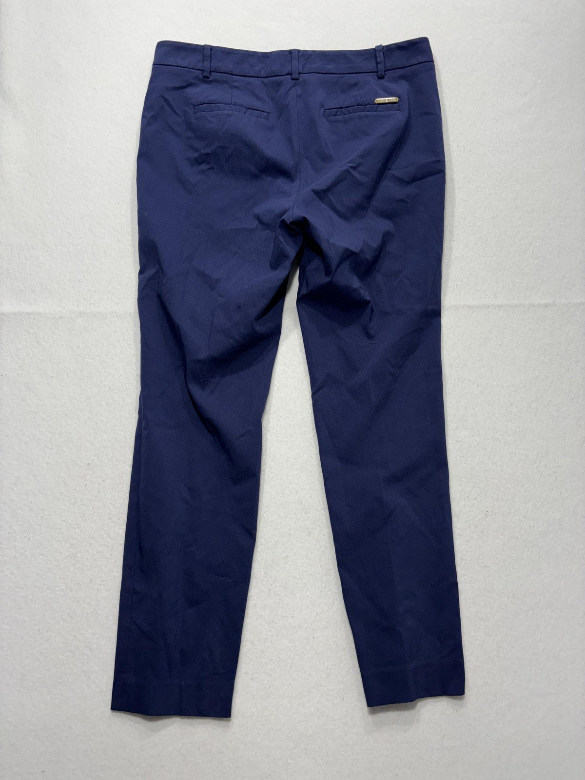 MICHAEL Michael Kors Dress Pants Womens 8 Blue Twill Slim Stretch Flat Front