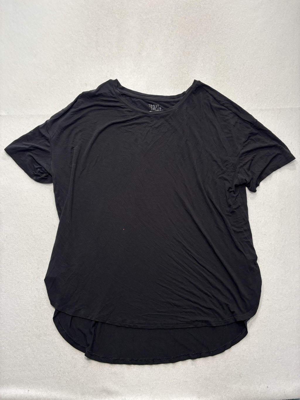 Time And Tru Shirt Womens XL Black Scoop Neck Short Sleeve Tunic Tee Casual