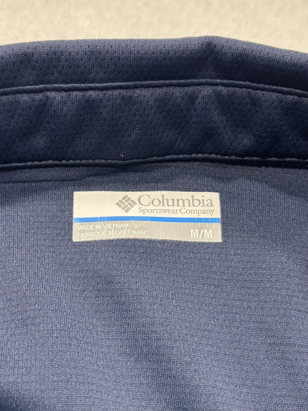 Columbia Omni-Shade Polo Shirt Mens Medium Blue Colorblock Golf UV Protection