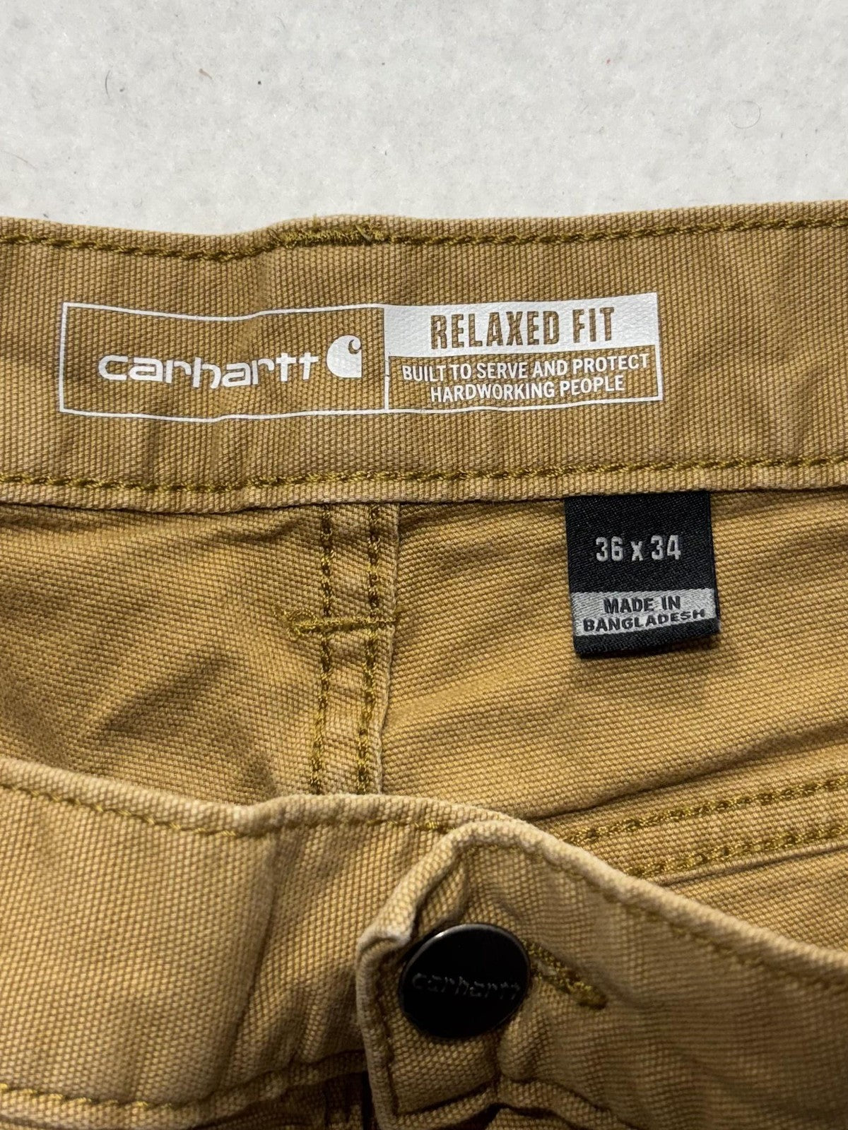Carhartt Rugged Flex Pants Mens 36x34 Brown Relaxed Fit Canvas Workwear Casual