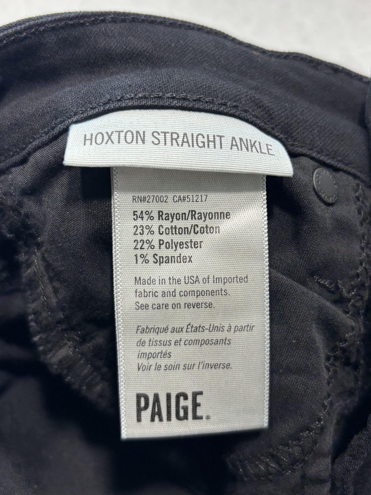 Paige Hoxton Straight Ankle Jeans Womens 24 Black Mid Rise Ruffle Fringe Stretch