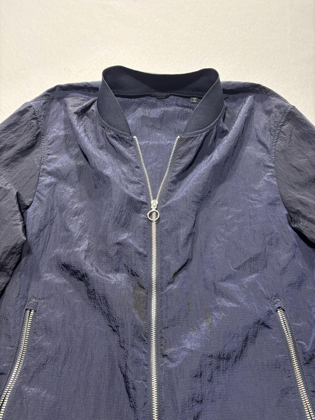 Armani Exchange Jacket Mens XL Blue Nylon Bomber Full Zip Lightweight Casual