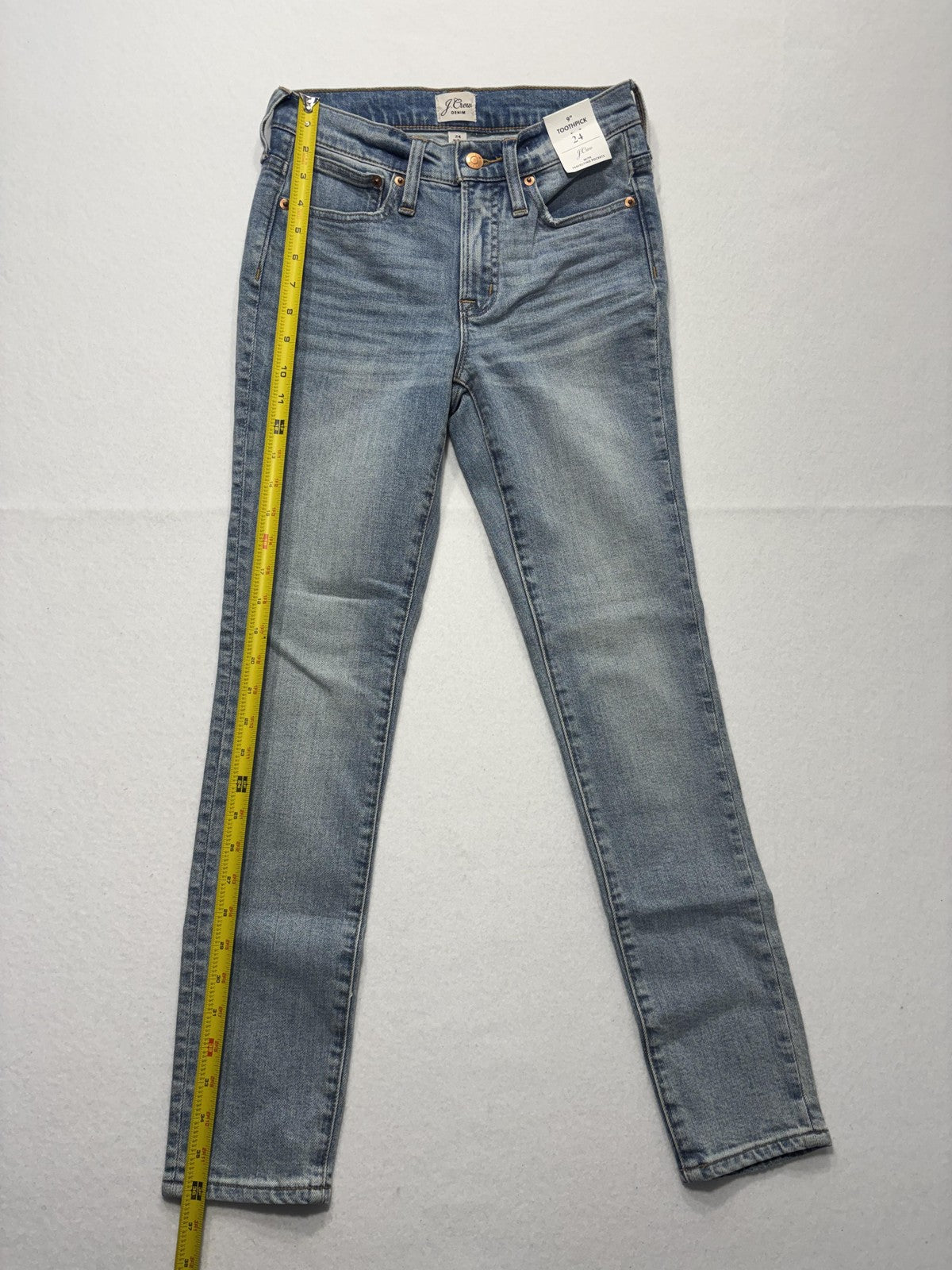 J.Crew 9" Toothpick Jeans Womens 24 Blue Medium Wash Mid Rise Skinny Stretch