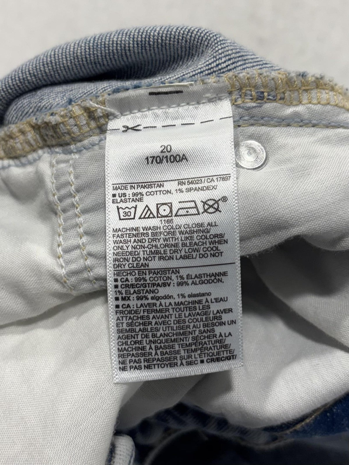 Old Navy Jeans Womens 20 Blue Light Wash High Rise Straight Crop Raw Hem 40x25.5