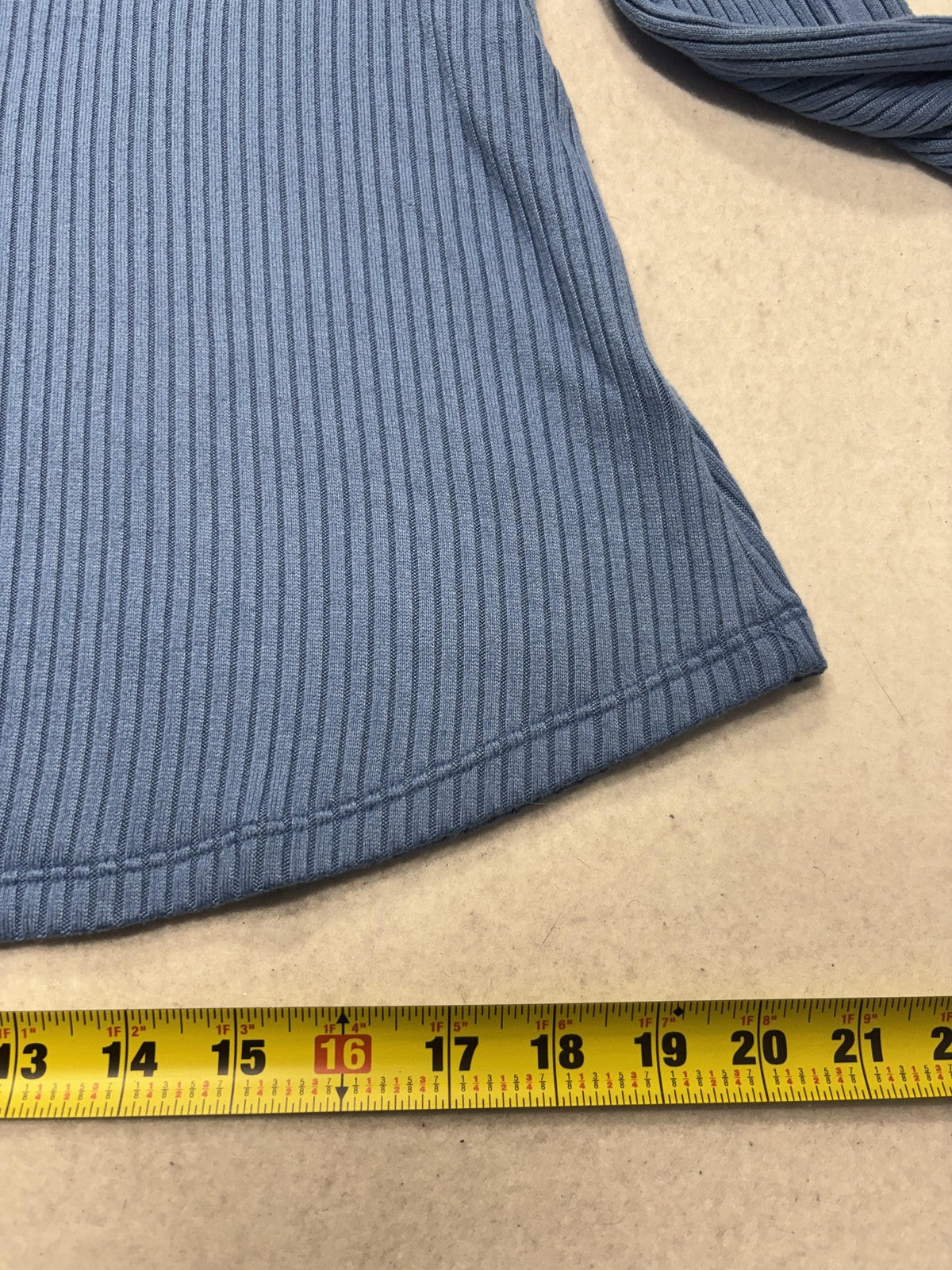 American Eagle Blue Ribbed Crew Neck Long Sleeve Shirt Womens M AEM120605U9A