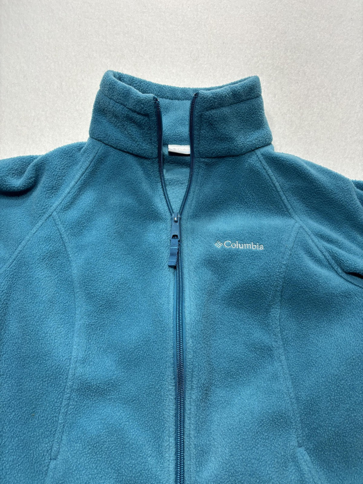 Columbia Jacket Womens S Blue Fleece Full Zip Stand Collar Pockets Outdoor Soft