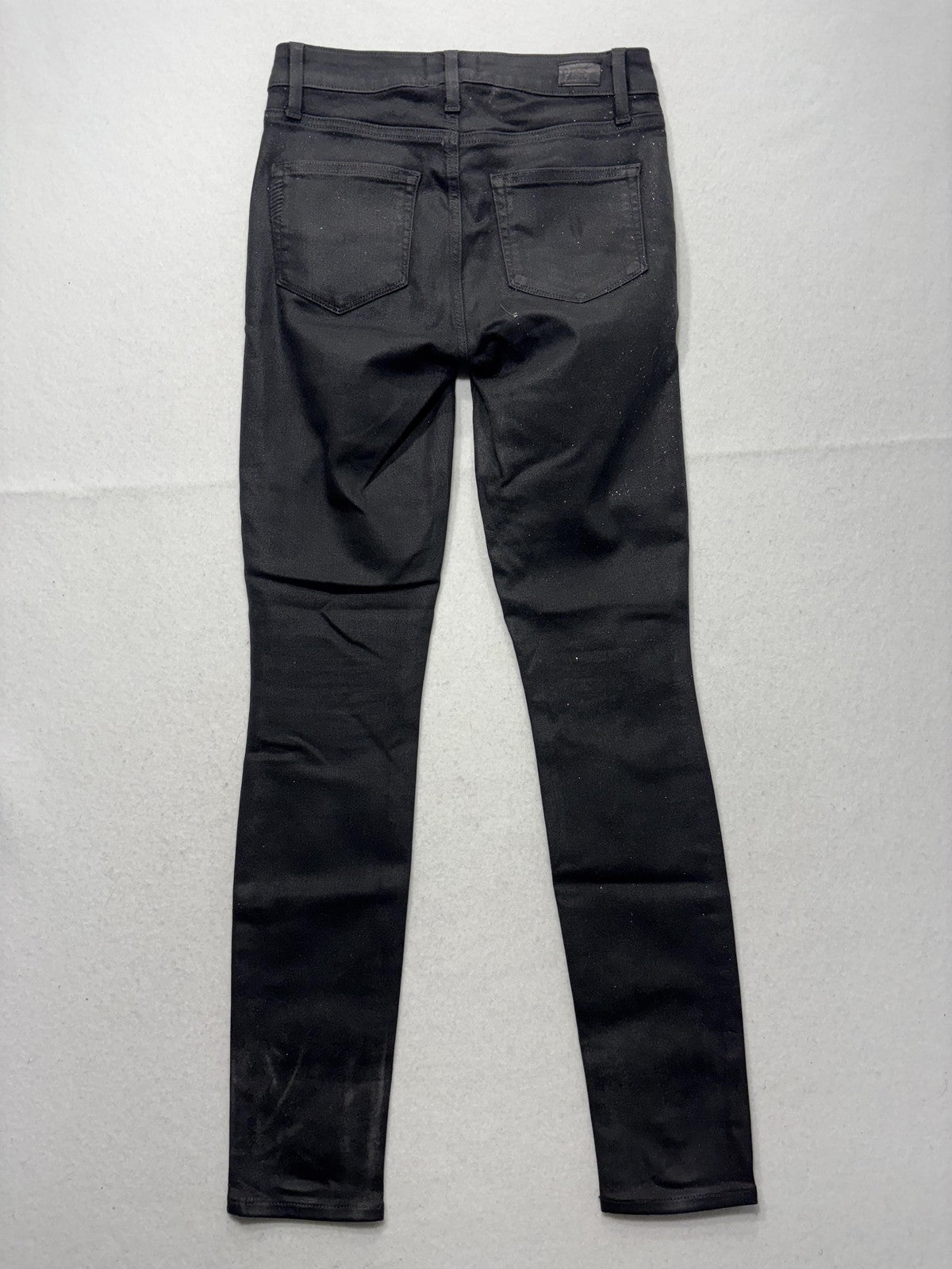 Paige High Rise Edgemont Jeans Womens 26 Black Wash Skinny 26x28 Zip Pockets