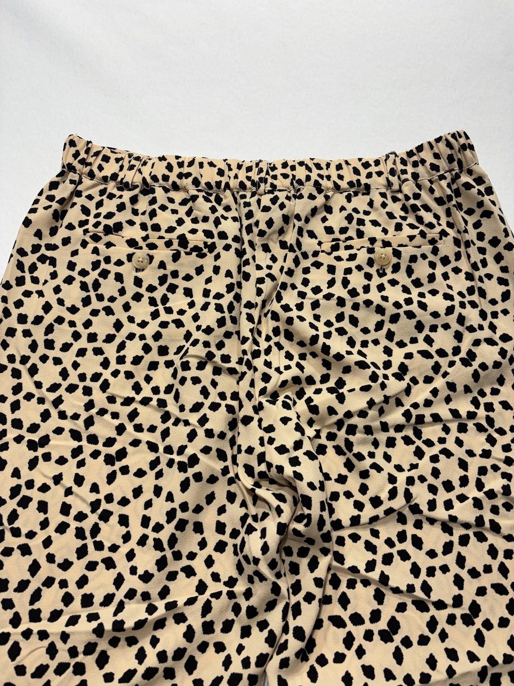 ESSENTIEL Antwerp Dress Pants Womens 40 Beige Geo Dot Print Elastic Waist Slim