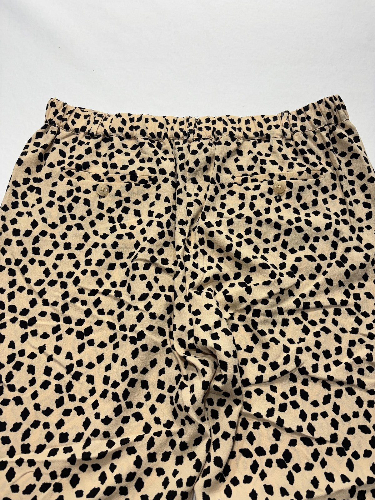 ESSENTIEL Antwerp Dress Pants Womens 40 Beige Geo Dot Print Elastic Waist Slim