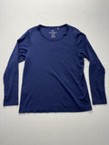 Tommy Bahama Shirt Womens XL Blue Crew Neck Long Sleeve Cotton Tee Basic Casual
