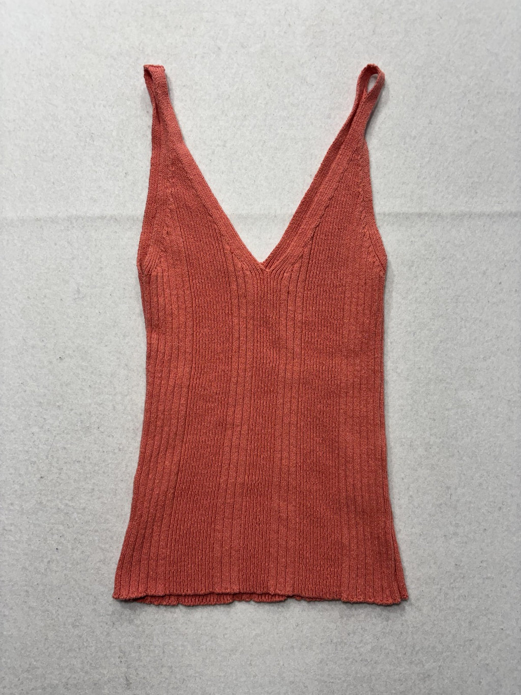 Anthropologie Tank Womens Small Pink V Neck Ribbed Knit Cami Top Stretch Casual