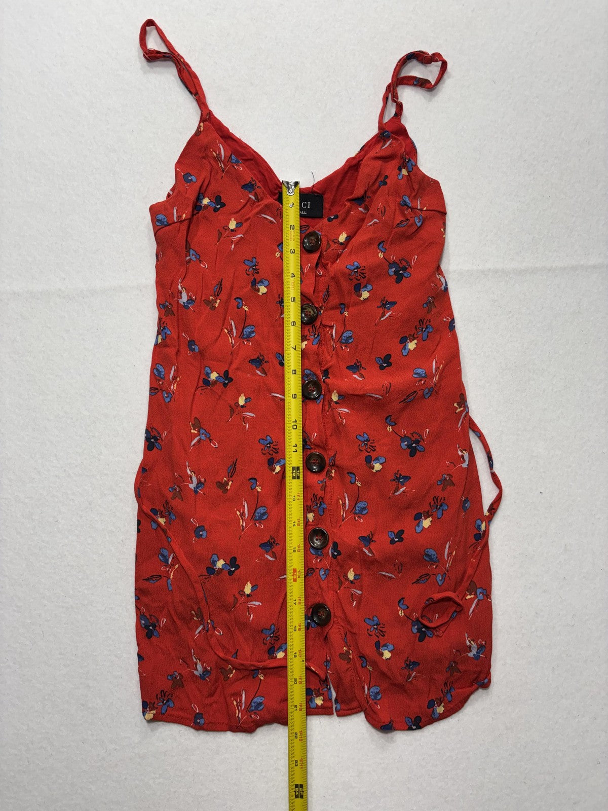 VICI Romper Womens Small Red Floral V Neck Button Front Adjustable Waist