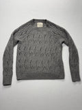 Lucky Brand Sweater Womens Small Gray Open Knit Crew Neck Raglan Glitter Alpaca