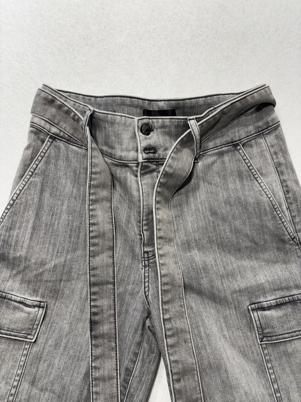 White House Black Market Utility Cargo Jeans Womens 10R Gray High Rise Wide Leg