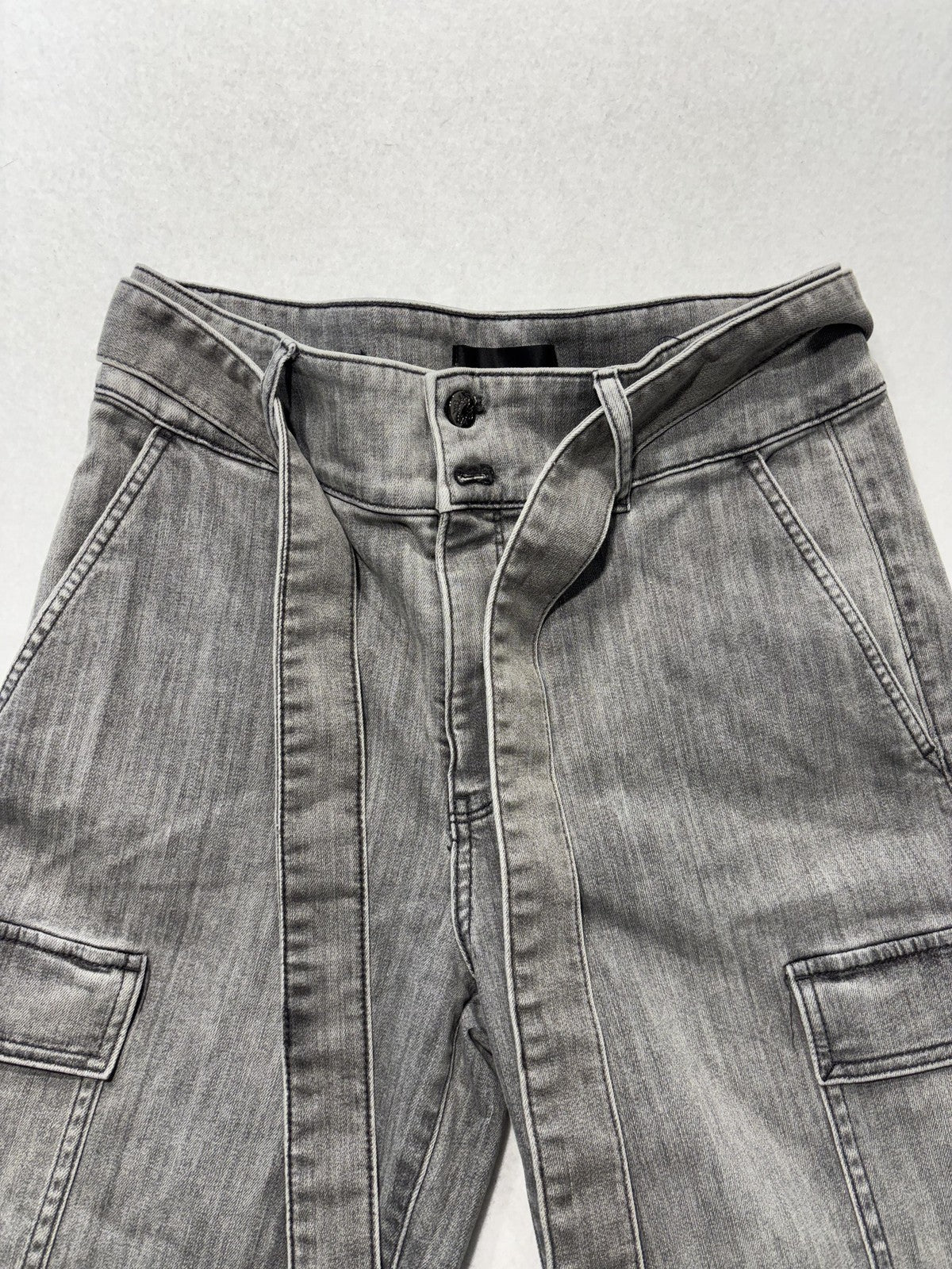 White House Black Market Utility Cargo Jeans Womens 10R Gray High Rise Wide Leg