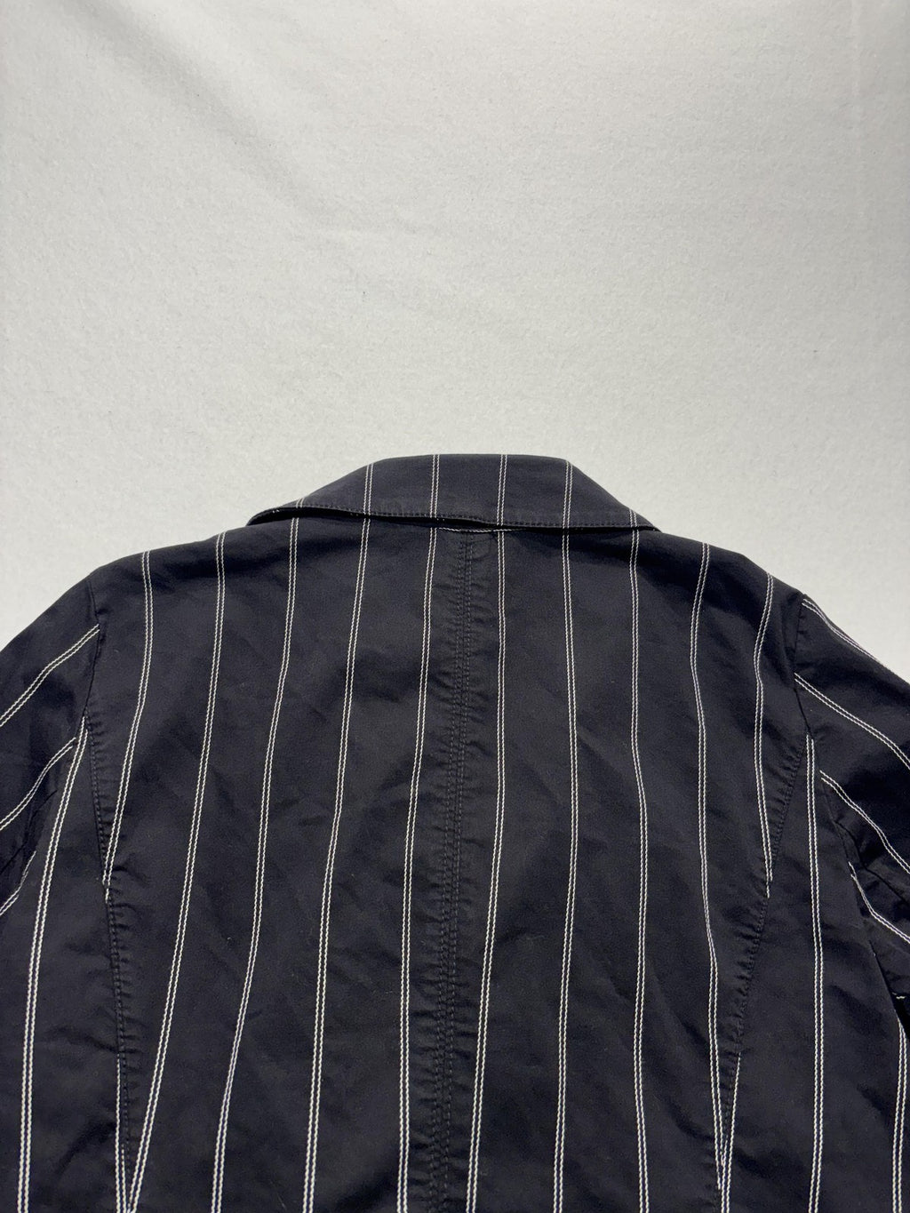 White House Black Market Moto Jacket Womens 12 Black Stripe Twill Zip Short