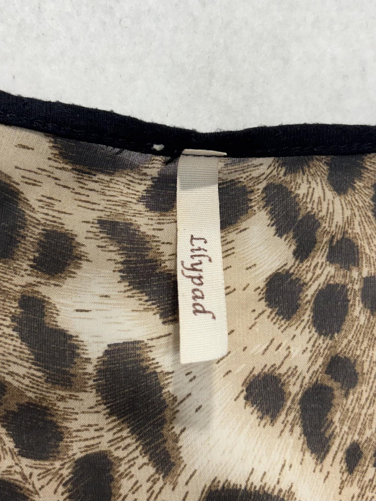 Lilypad Tank Top Womens Medium Brown Leopard Print Scoop Neck Knot Hem Racerback