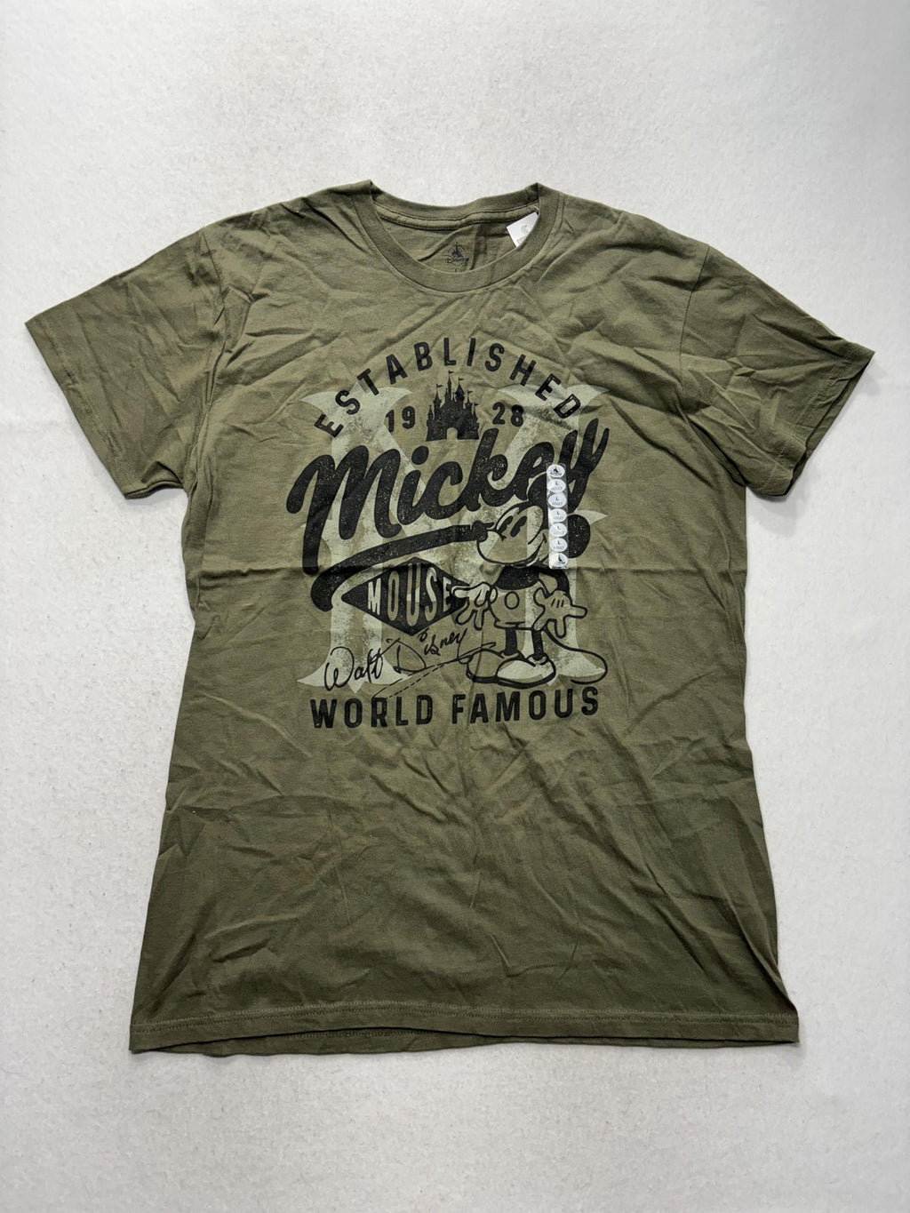 Disney Mens Mickey Mouse Established 1928 Graphic T-Shirt Green Large NWT
