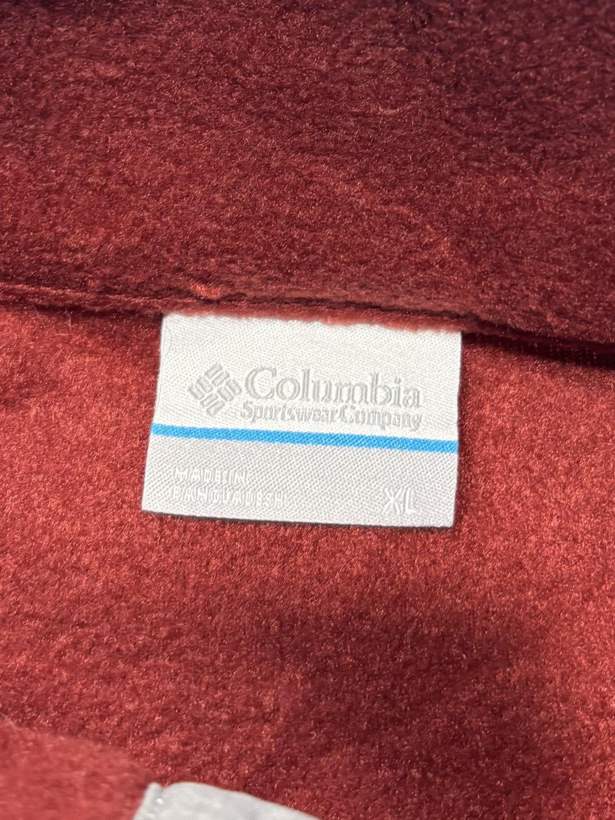Columbia Pullover Mens XL Red Colorblock Fleece Snap Mock Neck Hiking Outdoor