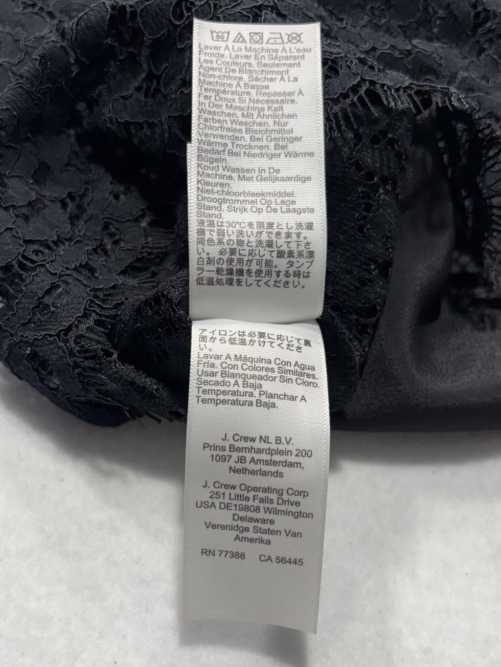 J.Crew Blouse Womens 6 Black Lace Mock Neck Long Sleeve Lined Sheer Party Top