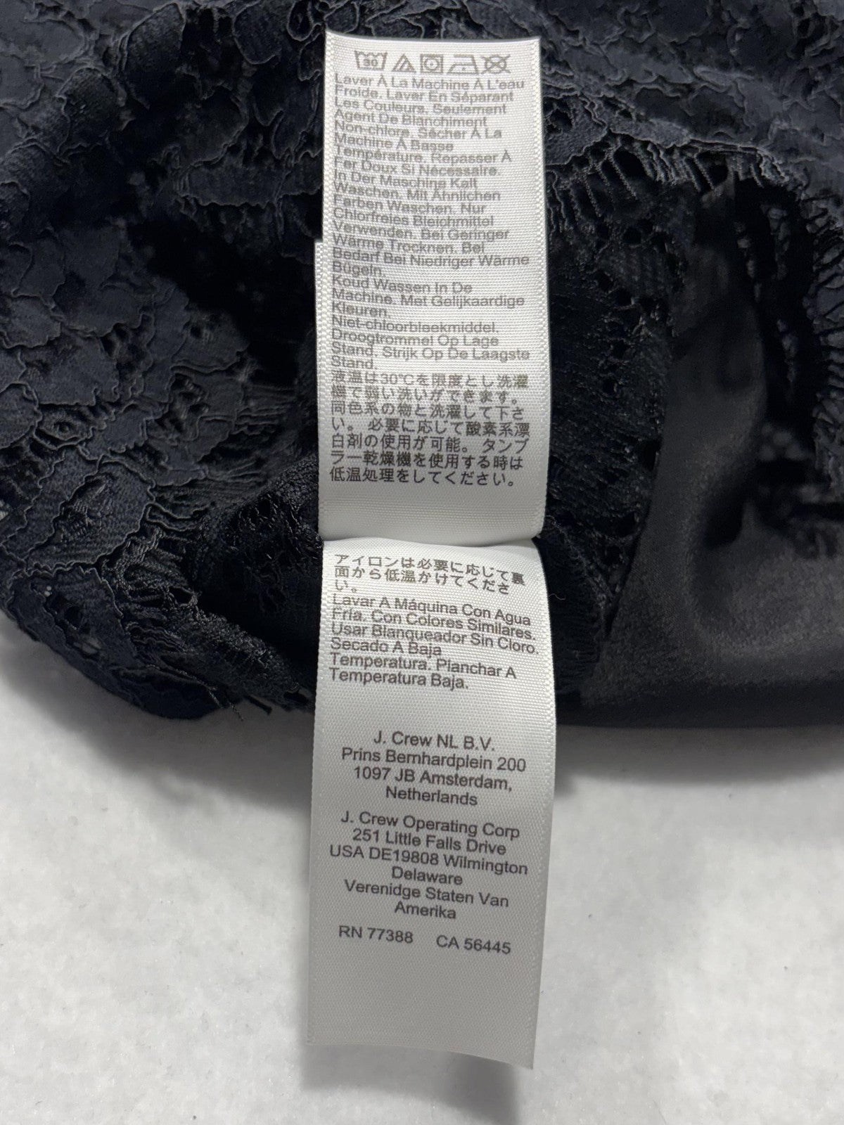 J.Crew Blouse Womens 6 Black Lace Mock Neck Long Sleeve Lined Sheer Party Top