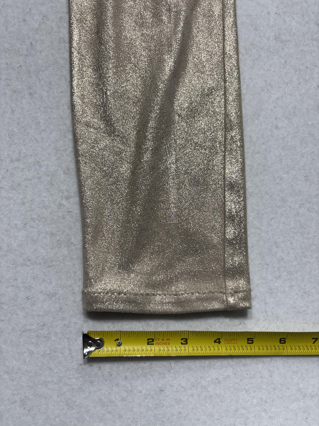 Free People Leggings Womens 27 Gold Mid Rise 31.5" Inseam Ankle Metallic Stretch