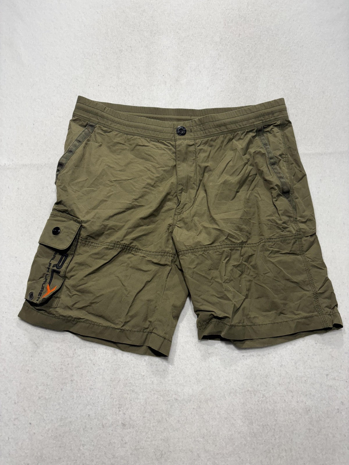 RLX Ralph Lauren Swim Trunks Mens Medium Green Cargo Board Shorts Quick Dry