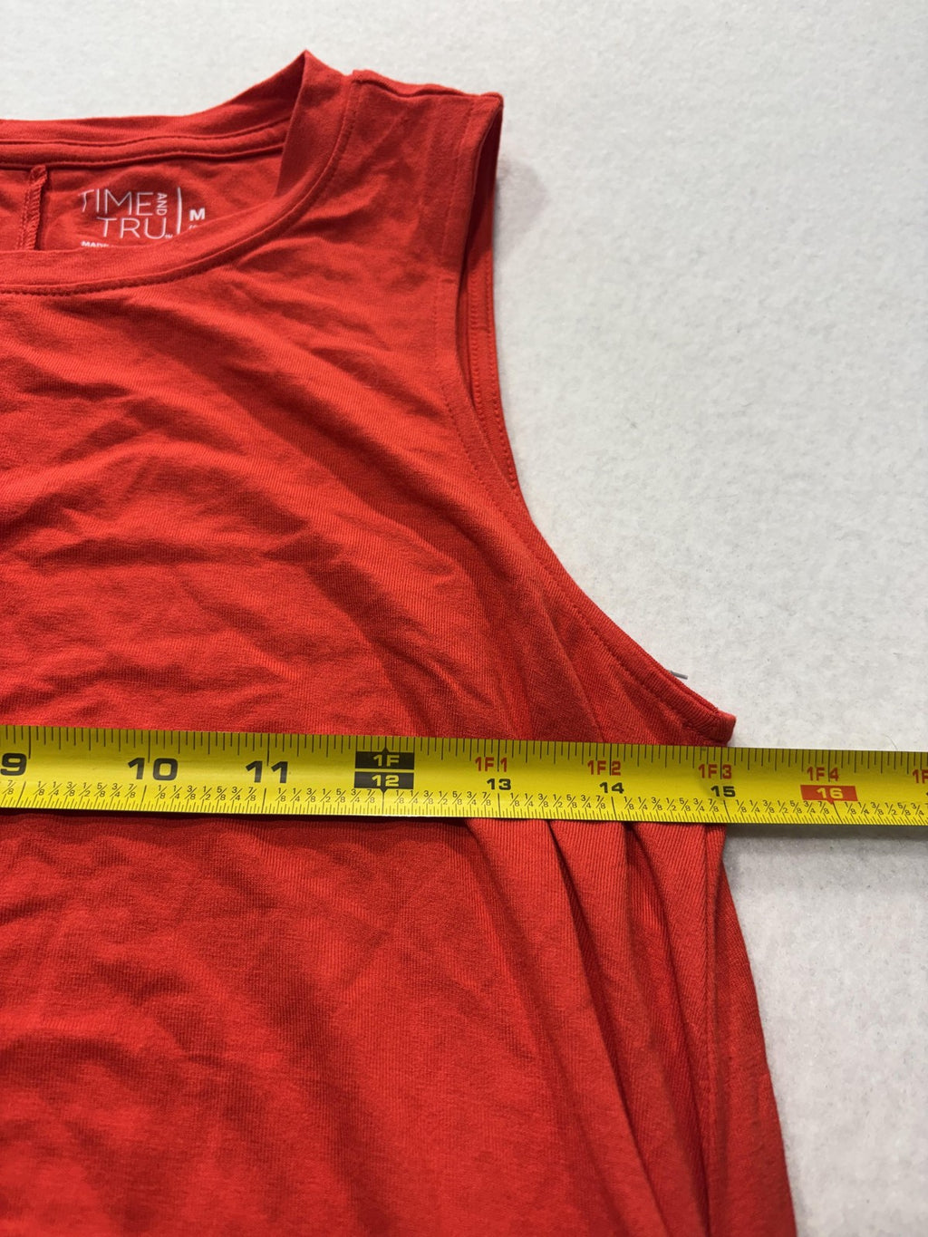 Time And Tru Tank Dress Womens Medium Red Crew Neck Sleeveless Stretch Jersey