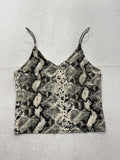 Vibe Sportswear Tank Top Womens Large Beige Snake Print V Neck Cami JKT 6235