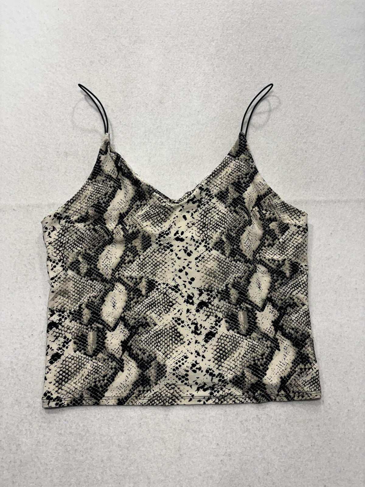 Vibe Sportswear Tank Top Womens Large Beige Snake Print V Neck Cami JKT 6235
