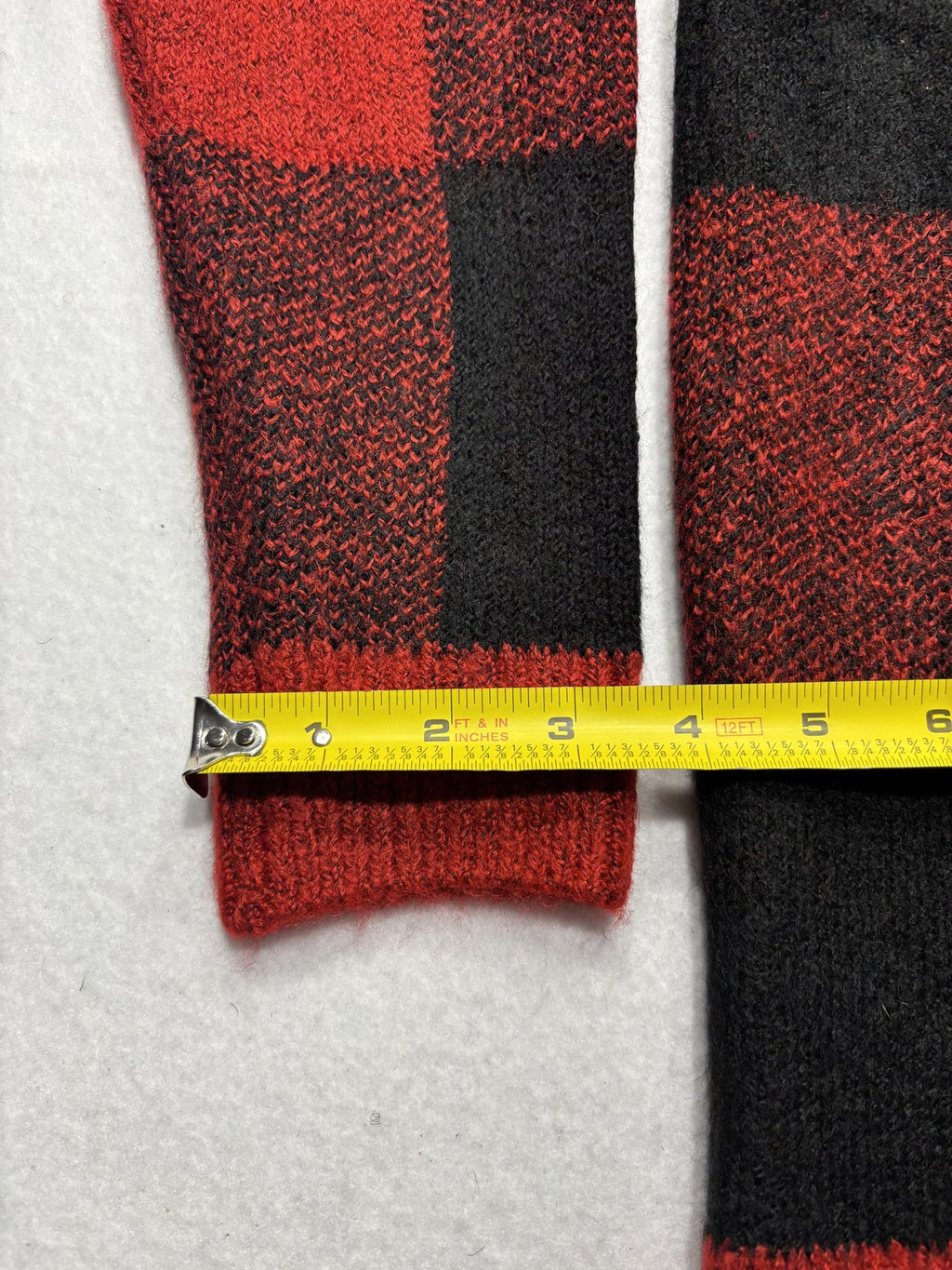 Style&co. Cardigan Womens PL Red Buffalo Plaid Chunky Knit Button Front Pockets