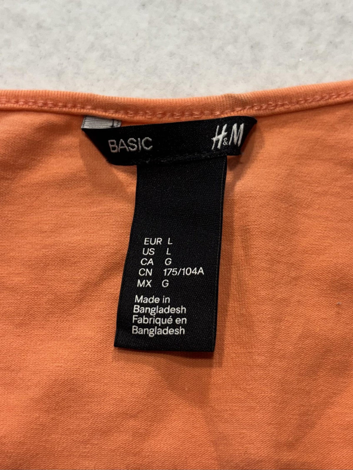 H&M Tank Top Womens L Orange Scoop Neck Jersey Basic Casual Stretch 0239138 1