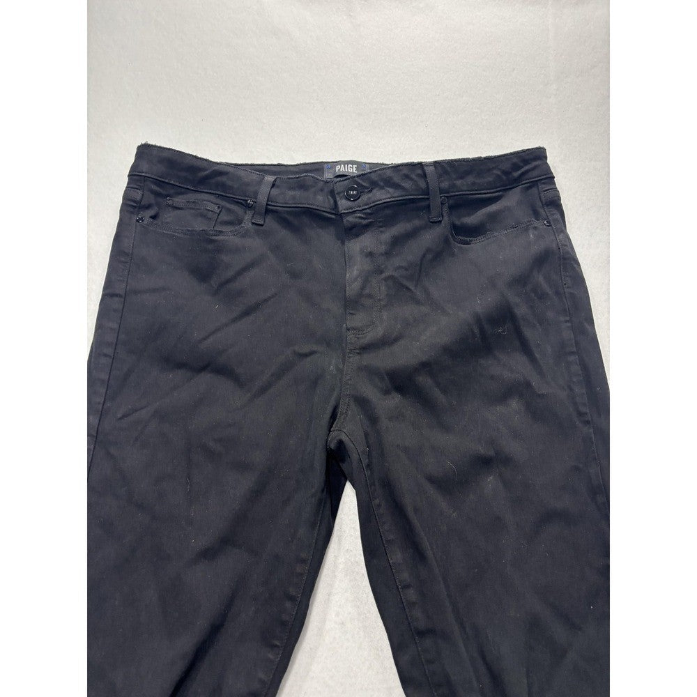 Paige Hoxton Ankle Jeans Womens 34 Black Wash Slim Stretch Distressed 34x28.5