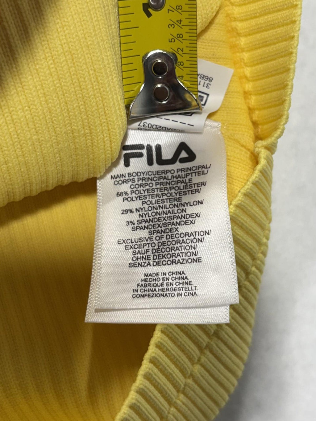 FILA Sweater Vest Womens Large Yellow V Neck Rib Knit Logo Hailey Crop Top