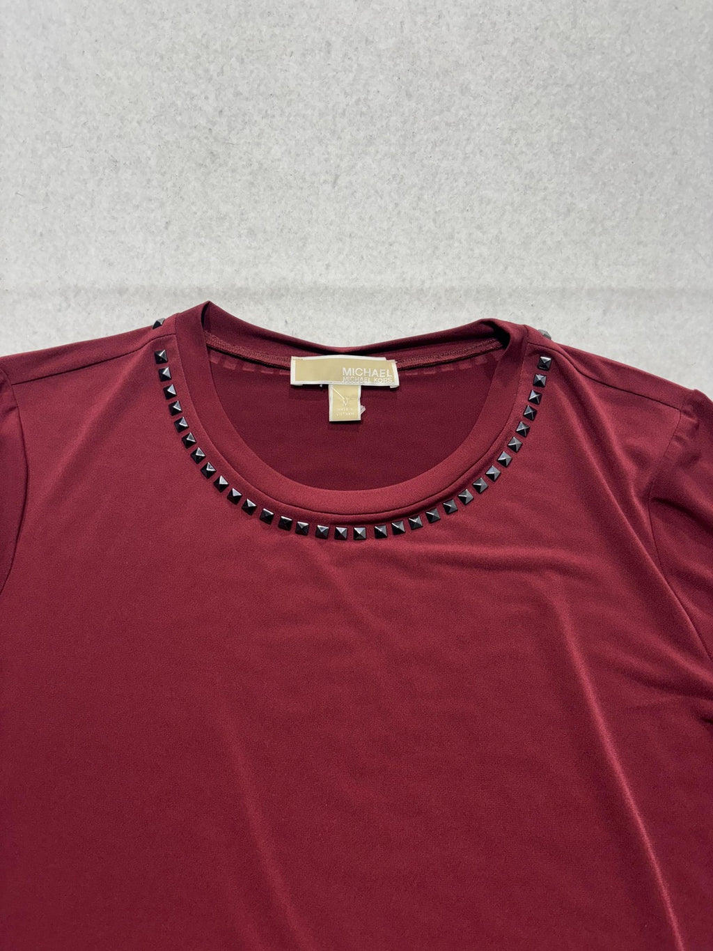 MICHAEL Michael Kors Shirt Womens Medium Red Studded Crew Neck Short Sleeve Tee