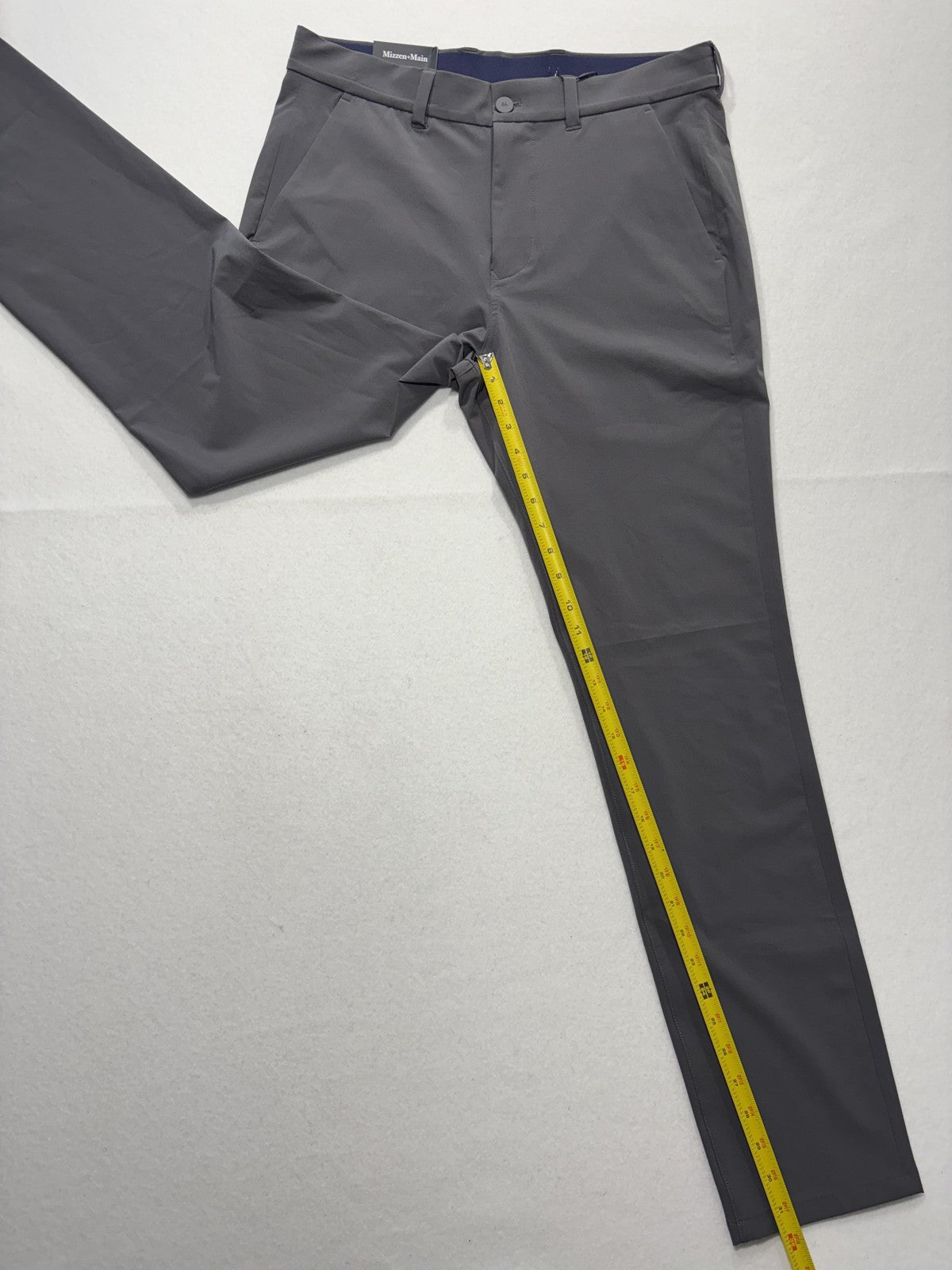Mizzen+Main Helmsman Chino Pants Mens 32x32 Gray Slim Stretch Travel Casual
