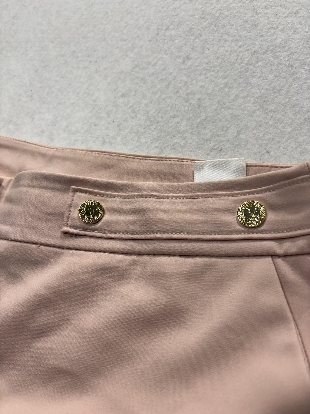 Anne Klein Dress Pants Womens 8 Pink Twill Straight Leg Gold Button Work Career